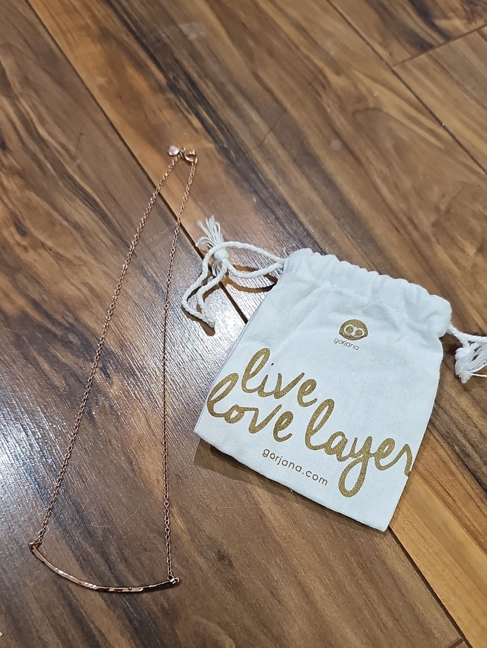 Gorjana Rose Gold Necklace - Cream Pouch